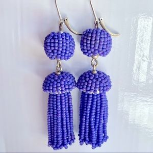 J. Crew Purple Beaded Tassel Earrings